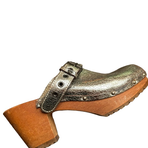 Vintage Cracked leather Silver Juicy Couture Metallic Clogs - Picture 6 of 15